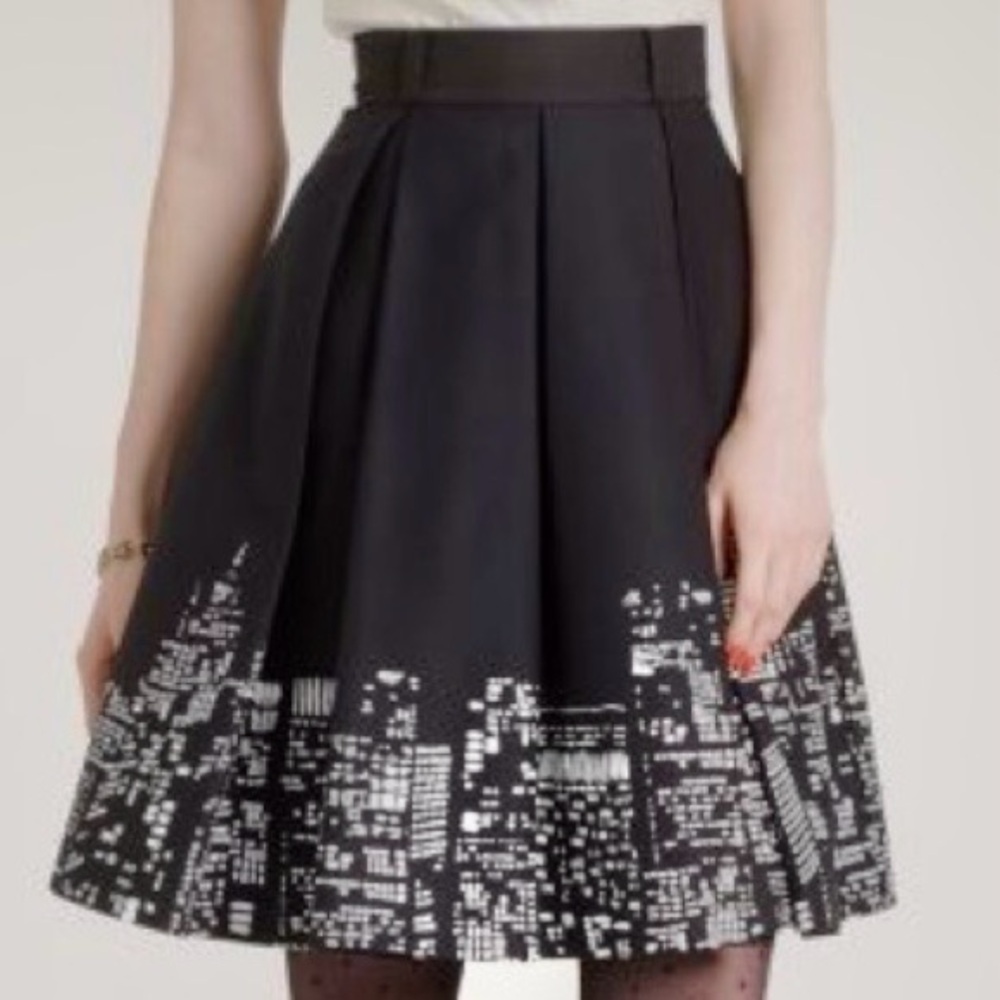 Kate Spade Lillith City Lights Skirt in Black and White size 6 NWT